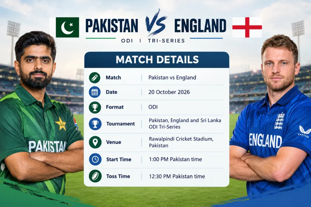 Pakistan vs England Match Details